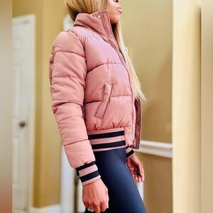 Fashion Nova Mrs. Jackson Light Pink Puffer Jacket